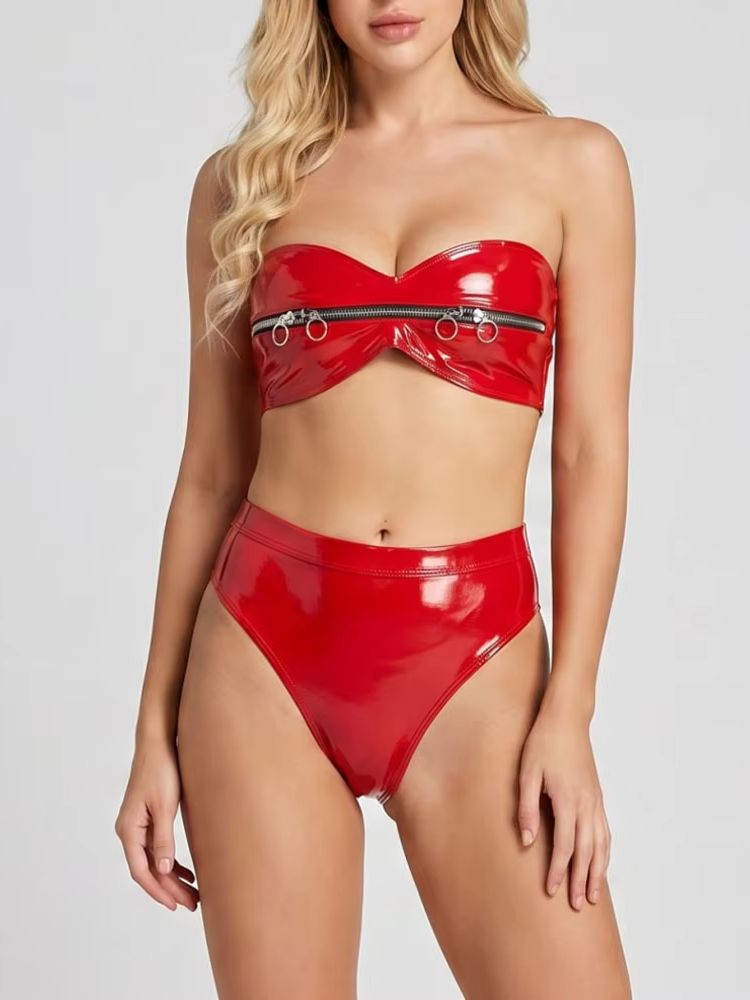 Conjunto de PVC con efecto moj - Thong Bikini Women reseña y precio